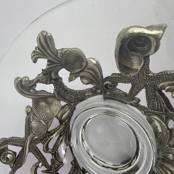 Seagull Canada Pewter Seashell Footed Plate/Bowl Stand Holder With bowl 7” HTF - Picture 15 of 16